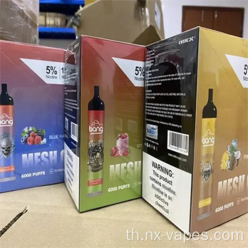 Bang King 6000 Puffs Vapes ดั้งเดิมขายส่ง